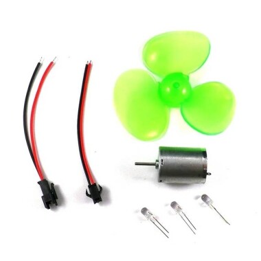 90mm Büyük Üç Yapraklı Mikro Rüzgar Türbini Pervaneli DC Motor Seti - 1