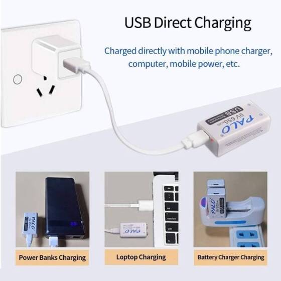 9V 650MAH Usb Şarj Edilebilir Lityum Pil-Usb Kablosu Hariç - 5