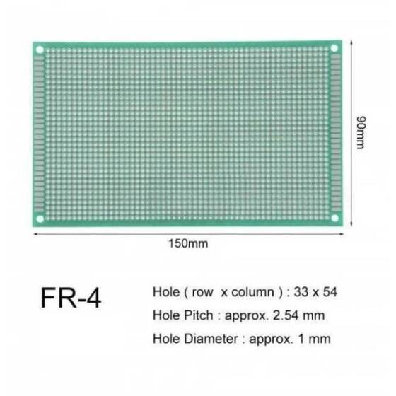 9x15cm Çift Yüzlü Delikli Pertinaks - Prototip PCB - 2