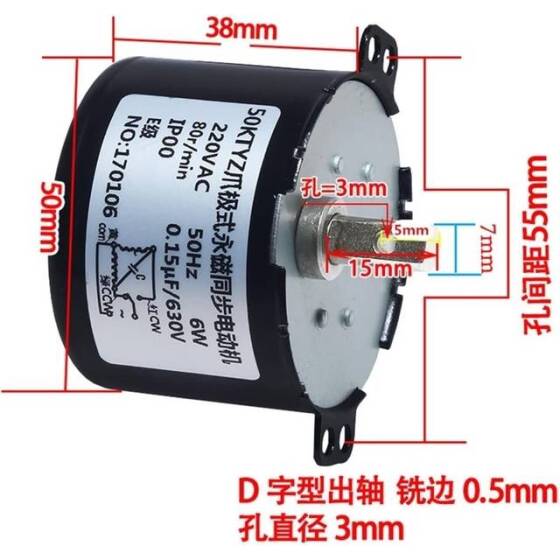 AC 110V 6W 20RPM 50KTYZ Senkron Motor Kalıcı Mıknatıslı - 2
