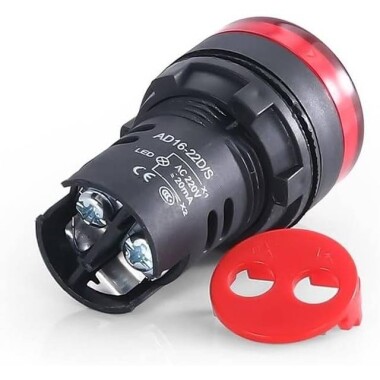 AD16-16C 16mm AC 220V Kırmızı LED Güç Sinyal Lambası - 5