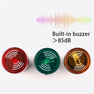 AD16-16SM 16mm 220V Yeşil Işıklı Buzzer - Buzzerlı Sinyal Göstergesi - 4
