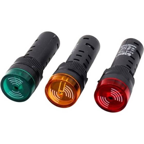 AD16-16SM 16mm 36V Sarı Işıklı Buzzer - Buzzerlı Sinyal Göstergesi - 1