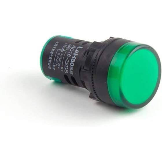 AD16-22DS 22mm 380V AC LED Işıklı Yeşil Sinyal Lambası - 1
