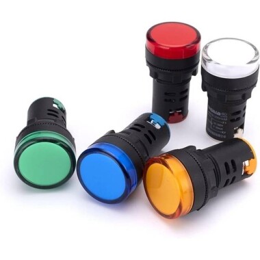 AD16-22DS 22mm AC/DC 12V LED Işıklı Beyaz Sinyal Lambası - 1