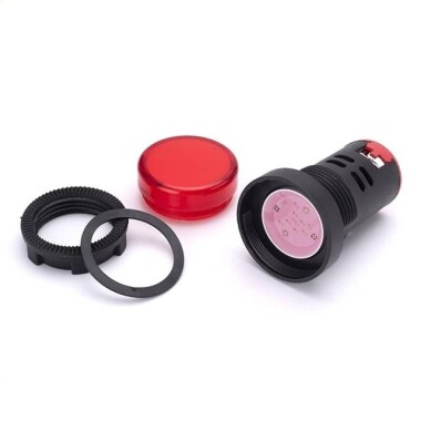 AD16-22DS 22mm AC/DC 12V LED Işıklı Yeşil Sinyal Lambası - 3