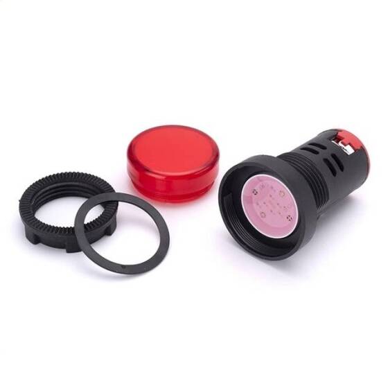 AD16-22DS 22mm AC/DC 12V LED Işıklı Yeşil Sinyal Lambası - 3