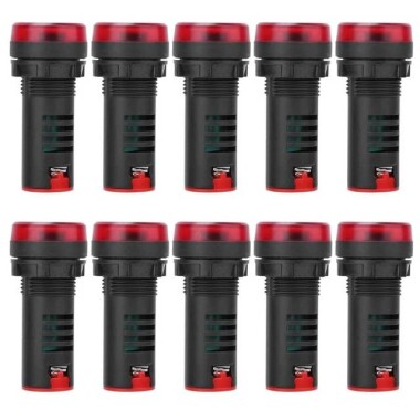 AD16-22SM 22mm 110V Kırmızı Işıklı Buzzer - Buzzerlı Sinyal Göstergesi - 1