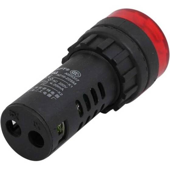 AD16-22SM 22mm 220V Kırmızı Işıklı Buzzer - Buzzerlı Sinyal Göstergesi - 2