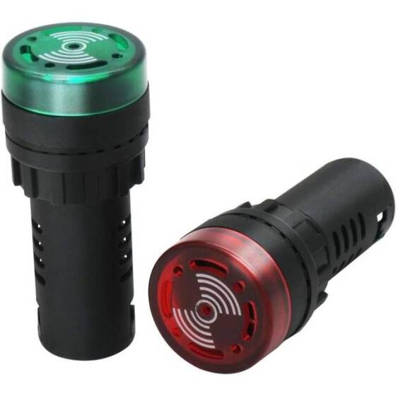 AD16-30SM 30mm 380V Kırmızı Işıklı Buzzer - Buzzerlı Sinyal Göstergesi - 3