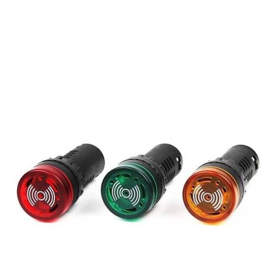AD16-30SM 30mm 48V Kırmızı Işıklı Buzzer - Buzzerlı Sinyal Göstergesi - 1