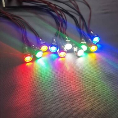 AD22C-10 10mm 3V Mavi LED Metal Sinyal Lambası - Metal İndicator Light - 5