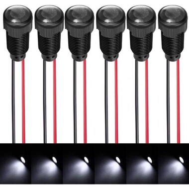 AD22C-12 12mm 24V Beyaz LED Metal Sinyal Lambası - Metal İndicator Light - 1