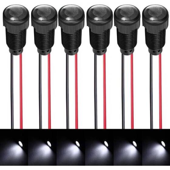 AD22C-12 12mm 24V Beyaz LED Metal Sinyal Lambası - Metal İndicator Light - 1