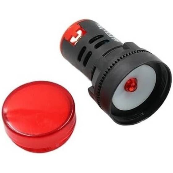 AD22C-6 6mm 220V Sarı LED Metal Sinyal Lambası - Metal İndicator Light - 3