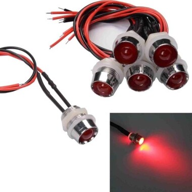 AD22C-6 6mm 24V Kırmızı LED Metal Sinyal Lambası - Metal İndicator Light - 1