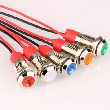 AD22C-8 8mm 3V Sarı LED Metal Sinyal Lambası - Metal İndicator Light - 1