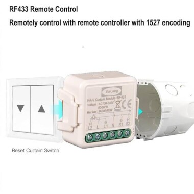 Alexa İçin Tuya Wifi Perde Anahtar Modülü (90-250V) RF 433Mhz Orjinal Paketleme (İki tip baskı rastgele dağıtılır) Boyut: 59x53x28cm - 3