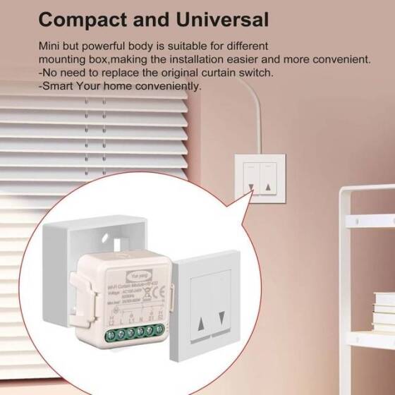 Alexa İçin Tuya Wifi Perde Anahtar Modülü (90-250V) RF 433Mhz Orjinal Paketleme (İki tip baskı rastgele dağıtılır) Boyut: 59x53x28cm - 5
