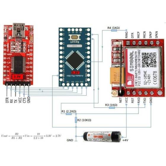 Arduino GSM GPRS Modülü SiM800L Modülü Antenli - 3