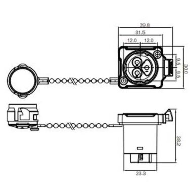 BD-24-J03SX-02-201A 3 Pin Su Geçirmez Konnektör - Dişi - 2