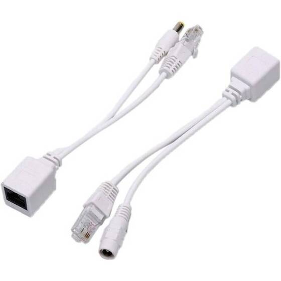 Beyaz 12V PoE Ayırıcı Adaptör Kablosu DC Erkek Fiş - 1