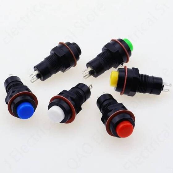 Beyaz DS-213 10mm 2 Pin Anlık Kendini Sıfırlayan Yuvarlak Düğme Anahtarı - 3