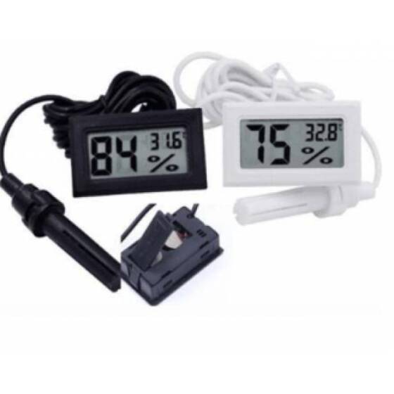 Beyaz FY-12 Mini LCD Dijital Termometre Higrometre - Hava Nem Ölçer - Buzdolabı Dondurucu Test Cihazı Sıcaklık Nem Ölçer Pilli - 1