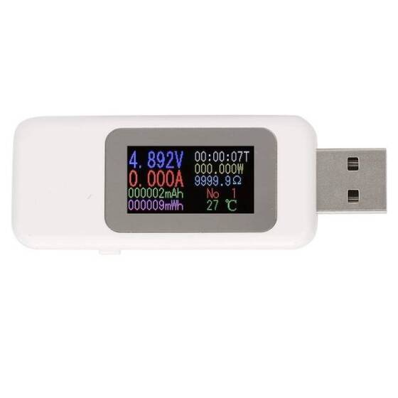 Beyaz KWS-MX19 USB Test Cihazı DC4V-30V 0-5A Akım Gerilim Ölçer Zamanlama Ampermetre - 1