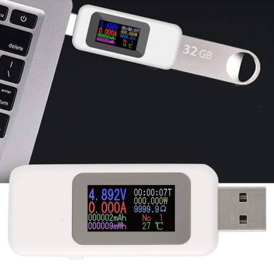 Beyaz KWS-MX19 USB Test Cihazı DC4V-30V 0-5A Akım Gerilim Ölçer Zamanlama Ampermetre - 5