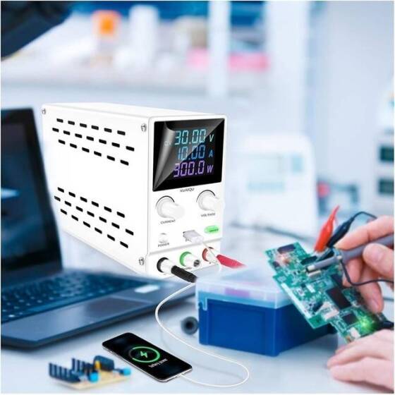 Beyaz SPPS-B1203D 120V 3A Renkli Ekranlı Çift Düğmeli DC Ayarlı Güç Kaynağı 220V EU Fişli - 3