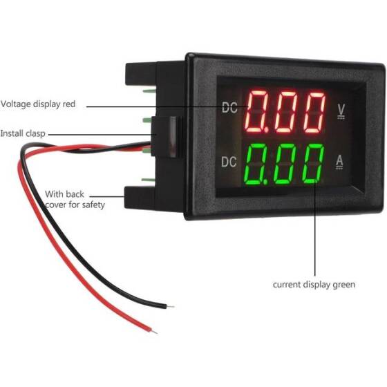 Çift Led 0-28 İnç Ekran DC0-100V 10A Gerilim Ve Akım Testi Dijital Enstrüman Dijital Metre Paneli Amplifikatör Kırmızı Yeşil 10A - 2