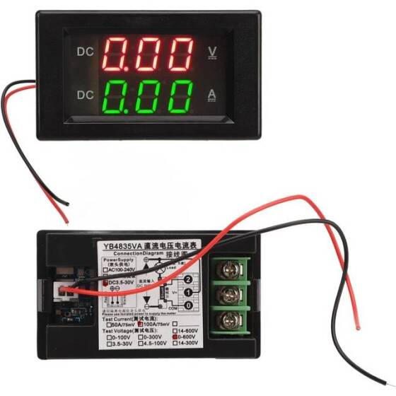 Çift Led 0-28 İnç Ekran DC0-100V 10A Gerilim Ve Akım Testi Dijital Enstrüman Dijital Metre Paneli Amplifikatör Kırmızı Yeşil 10A - 4