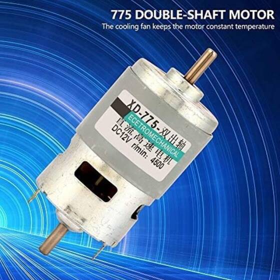 D Şaft 775 12V 4500RPM Yüksek Hızlı Yüksek Torklu DC Motor Çift Şaftlı - 3