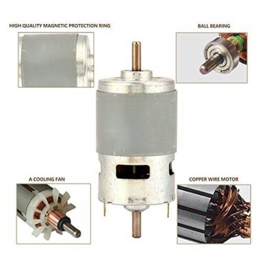 D Şaft 775 12V 4500RPM Yüksek Hızlı Yüksek Torklu DC Motor Çift Şaftlı - 4