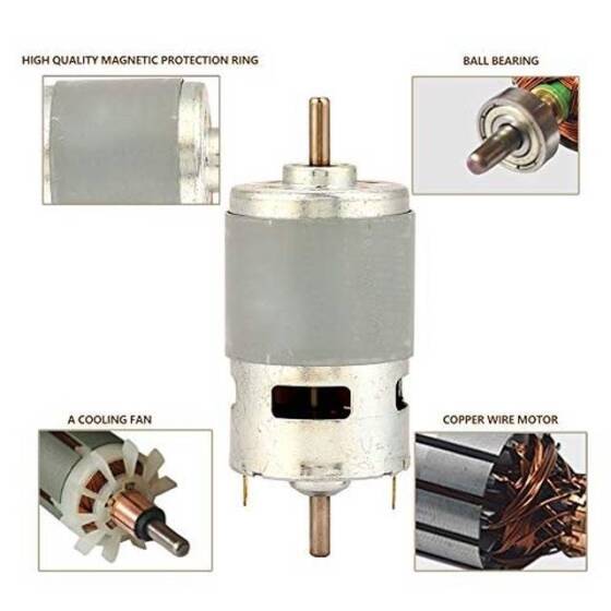 D Şaft 775 12V 4500RPM Yüksek Hızlı Yüksek Torklu DC Motor Çift Şaftlı - 4