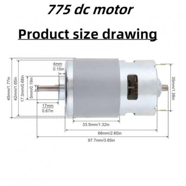 D Şaft 775 24V 10000RPM Yüksek Hızlı Yüksek Torklu DC Motor Çift Şaftlı - 3