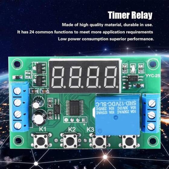 DC12V 1 Kanal Röle Modülü Gecikme Zamanlayıcı Kontrol Anahtarlama Kartı YYC-2S - 3