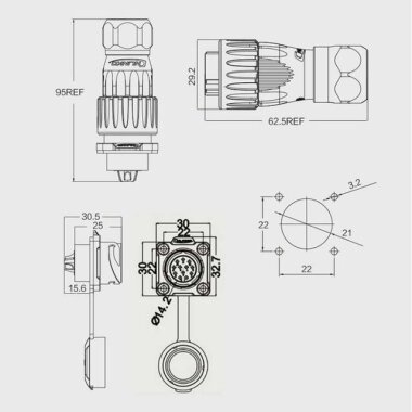 DH-20-C12PE-03-001 12 Pin Su Geçirmez Konnektör - Erkek - 2