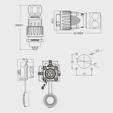 DH-20-J12SX-03-401 12 Pin Su Geçirmez Konnektör - Dişi - 2