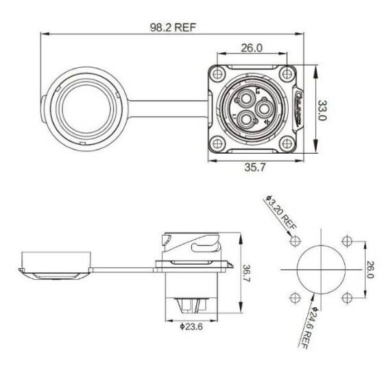 DH-24-C03SX-03-401 3 Pin Su Geçirmez Konnektör - Erkek - 2
