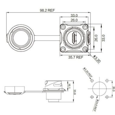 DH-24-J/HDMI2/213/SX-43-402 Su Geçirmez HDMI Konnektör - Dişi - 2