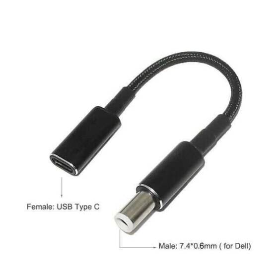 Dişi Type C - Erkek 7.4x0.6mm Dell Dönüştürücü Kablo Tip-C to 7406DELL - 1