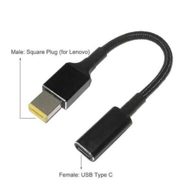 Dişi Type C - Erkek Square Plug Dönüştürücü Kablo Lenovo Uyumlu - 1