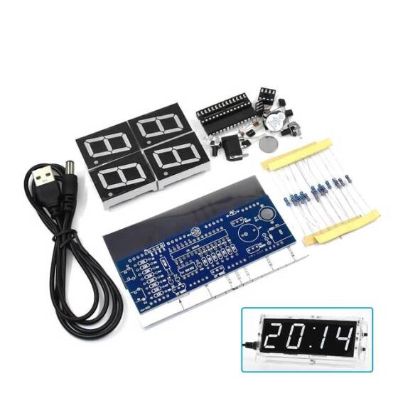 DIY Beyaz Led Elektronik Mikrodenetleyici Dijital Saat Zaman Kiti - 1