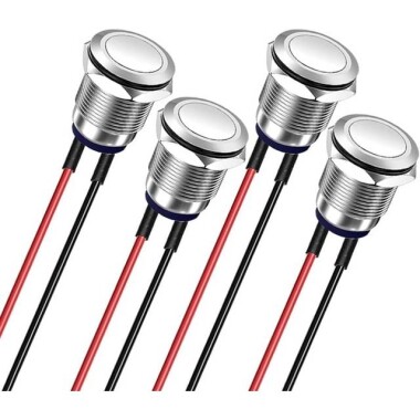 Düz Kafa 12mm Su Geçirmez Kendinden Kilitli Metal Push Buton Işıksız - 1