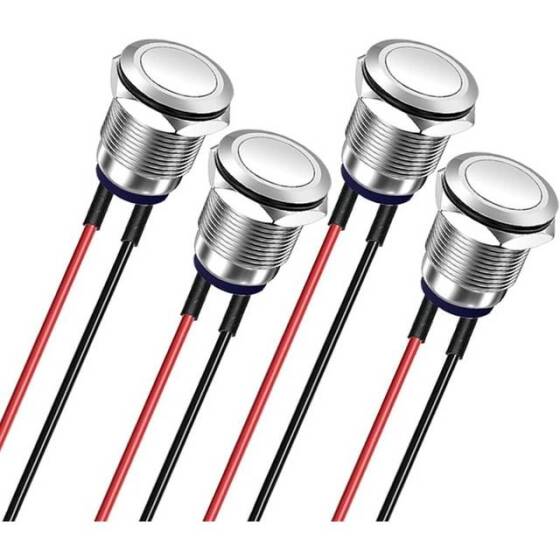 Düz Kafa 12mm Su Geçirmez Kendinden Kilitli Metal Push Buton Işıksız - 1