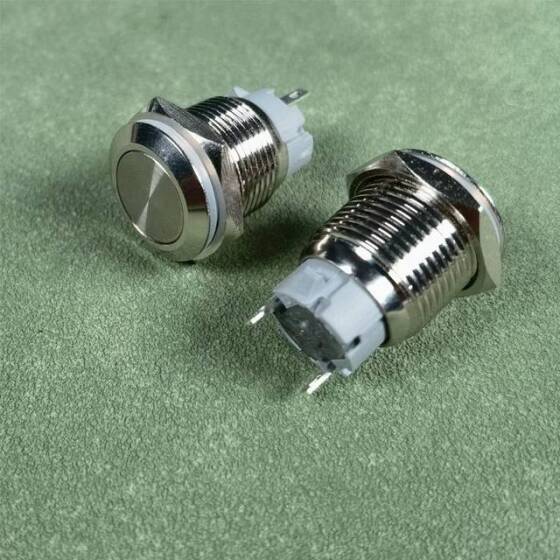 Düz Kafa 16mm 110-220V Su Geçirmez Kendinden Kilitli Metal Push Buton Beyaz Ledli Soket Dahil - 2