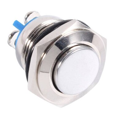 Düz Kafa 16mm 12-24V Su Geçirmez Kendinden Kilitli Metal Push Buton Sarı Ledli Soket Dahil - 3