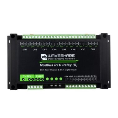 Endüstriyel 8 Kanallı Modbus RTU Ethernet Röle Modülü (D) - Dijital Giriş ve RS485 Arayüzü - WaveShare